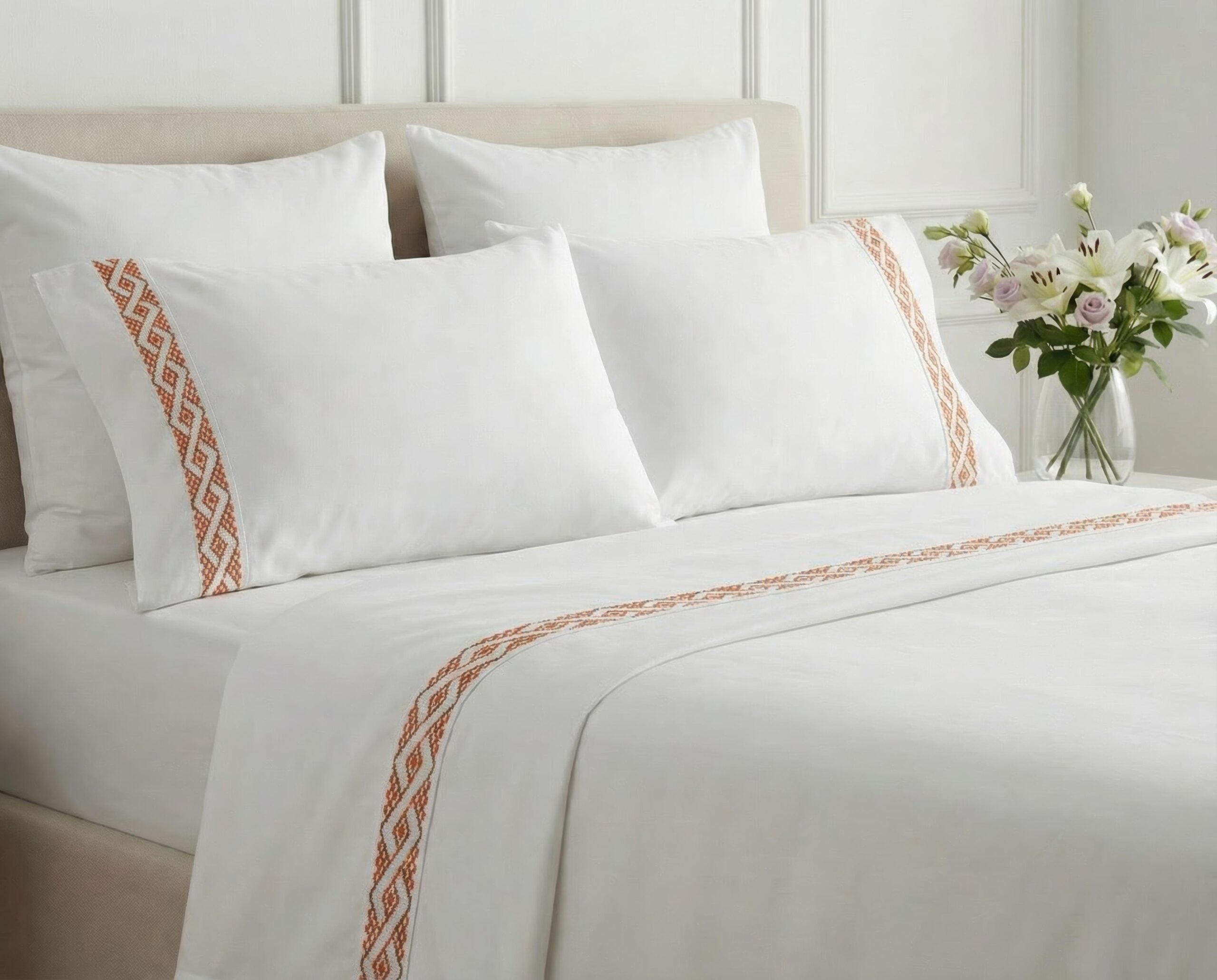 White sheets with embroidery